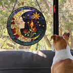 DASTOLL Stained Glass Window Hanging, Moon Goddess Torch Suncatcher Diamond Glass Panel Hangings Dream Sun Catchers Decor for Birthday for Women, Men, Wife, Aunt, and Mom 14.9x14.9 in