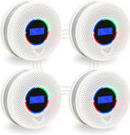 Kesymo 4Pack Upgraded Interlinked Smoke Carbon Monoxide Detector, Battery Powered&Wireless Interconnected Smoke and CO Alarm, Transmission Range of Over 820 ft (Includes Battery)