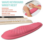 KUOSGM 2-in-1 Ergonomic Set, Wave Rise Keyboard Wrist Rest and Massage Bulge Slope Mouse Pad Wrist Support, Cushion Memory Foam Integrated to Relieve Wrist Pain, Muskmelon Pink