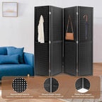 ECOMEX 4 Panel Room Divider, 5.6Ft Pegboard Display Wooden Room Divider Folding Privacy Screen Room Divider Freestanding Peg Board Display for Trade Show Craft Show Home Wall Organizer, Classic Black