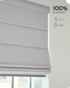 Graywind Smart Roman Shades Compatible with Alexa Google WiFi Hardwired Automatic Blinds with Remote Blackout Plain Fold Soft Roman Window Shades for Windows Doors, Custom Size (Textured Grey)