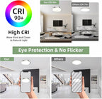 hykolity 12 Inch Selectable CCT LED Round Flat Panel Light, 24W 3000K/4000K/5000K, Edge-Lit Flush Mount Ceiling Light Fixture for Kitchen, Bedroom, Laundry and Closet Room,Brush Nickel