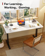 SANODESK Electric Standing Desk 48 x 30 Inches Whole-Piece Desktop Height Adjustable Stand Up Desk w/6-Button Controller Ergonomic Computer Desk for Home Office, Black Frame + White Tabletop