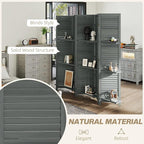 HOMCOM Room Divider, 5 Panel 67" Tall Wood Privacy Screen with 3 Display Shelves, and Folding Storage for Bedroom or Home Office, Gray