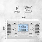 RV Carbon Monoxide and Propane Gas Detectors, Reset, and Individual LED Indicator Light with Loud Alert, 12V DC CO/LPG Gas Leak Alarm, Early Safety Warnings for RV, Trailer, Camper-White