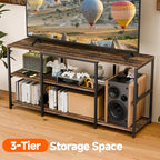 Aquzee 55 inch TV Stand, Entertainment Center for 32" 40" 43" 50" TV, Wood and Metal Television Console Table, Single Shelf Load 200lbs, Rustic Television Stands for Living Room Bedroom Gaming Room