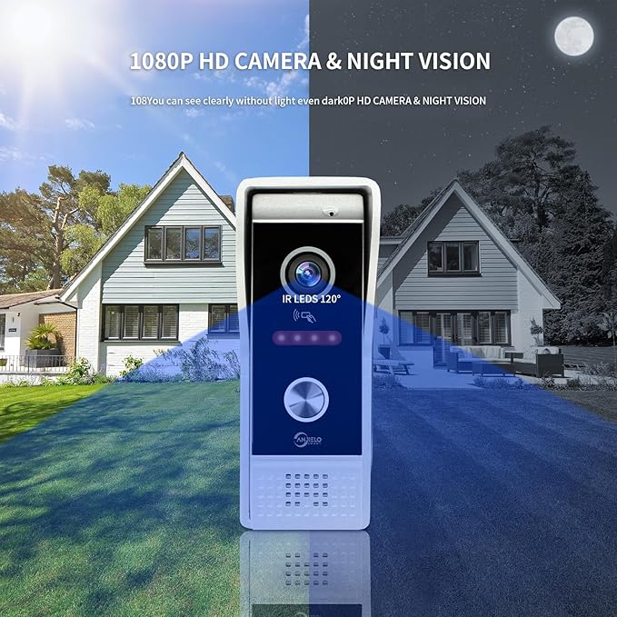 Video Doorbell Intercom System,7 Inches Touch Screen Video Doorbell Door Phone System,Support Remote Unlock, Dual-Way Intercom,Night Vision for Villa House Office Apartment (2-Camera + 2-Monitor)