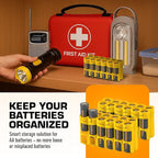 Storacell AA-12 Battery Storage Caddy and Dispenser (Pack of 2), Yellow, Holds 12 AA Batteries (Not Included), Durable & Compact Design, The Original Battery Caddy, Made in The USA