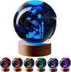 Conalisk 3D Underwater World Crystal Ball Lamp,Lifelike LED Fish Crystal Night Light,16 Colors Changing Light,Dimmable Remote Control,Desk Ocean Lamp (N)