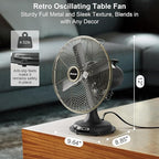 AMACOOL Oscillating Vintage Fan, All Metal 8" Retro Table Top Fan, Adjustable Head Tilt, Quiet 3 Speeds Plug-In Desk Fan for Bedroom Home Office & Kitchen