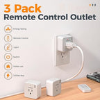 Remote Control Outlet Plug, TESSAN Wireless Light Switch Kit Indoor for String Lights, Lamps, Home Small Appliances, Wireless Power Socket 100ft RF Range, 15A/1875W (1 Remote and 3 Outlets)