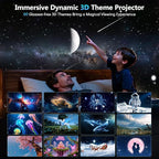 Rossetta 3D Projector, 60 Themes HD 3D Galaxy Projector with Bluetooth Speaker & Remote, 1H/2H Timer, Night Light for Bedroom, Home Decor, Party, Valentines Day, Gifts for Adults, Girls, Boys
