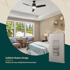 TOPGREENER Kalide Light Switch and 3-Speed Ceiling Fan Control Combo, in Wall Light and Fan Combination Switch, Single Pole, 2.5A, 720W, Neutral Wire Not Required, TGSFS3-NK, Nickel