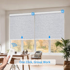 COOLWINDS Motorized Blinds with Remote Cordless Automatic Motorized Shades Custom Blinds for Windows Smart Curtains Compatible with Alexa Google Home(Blackout Jacquard Grey,W37 x H72in)