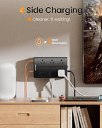 Zoxwzop Surge Protector Power Strip - 12 Outlets(1850W/15A) 6 USB Ports（2 USB C, 6FT Flat Plug Extension Cord, Wall Mount Multi Plug Outlet Extender, ETL Listed for Home, Dorm Room