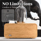 Aria Retro Glass Essential Oil Diffuser with Wood Base for Aromatherapy, Waterless Scent Diffuser for Essential Oil, Fragrance Oil, Perfume, Cordless Mini Oil Diffuser with 4 LED & Timer, Ideal Gift