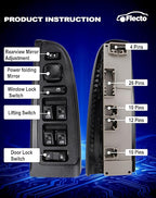 Flecto 15883319 Master Power Window Switch Driver Side with Folding Mirror, Compatible with Cadillac Escalade ESV/EXT & Chevy Silverado, Tahoe, Suburban & GMC Sierra, Yukon & Hummer H2, (2003-2006)