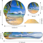 Keyboard Wrist Rest and Mouse Pad Wrist Support Set with Coasters, Non-Slip PU Base Ergonomic Gaming Mousepad for Home Office Working Studying Easy Typing & Pain Relief, Shore Palms Tropical Beach