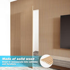 Art3d Fluted Wood Panel for Wall and Ceiling, Beaded Accent Molding for Home Decoration, Pack of 4pcs + 1pc End-Trim, Size 108 x 5.7in.- Beaded Oak