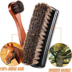 4 Pcs Horsehair Shine Shoes Brush Kit Polish Dauber Applicators Cleaning Leather Shoes Boots Care Brushes Suede Cleaner Brush with Microfiber Shoe Gloves(4 Pcs Style D)