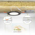 ASD 1 Pack LED Recessed Lighting 4 Inch 12W, 5 CCT 2700K-5000K CRI90+, IC Rated Ultra Thin Dimmable Ceiling Lights with J Box, Canless Wafer Downlight, Round Slim Panel Light, UL Listed, Bronze