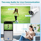 Cromorc Wireless Security Camera System with 16" Monitor Motion Detection Night Vision 2-Way Audio 4 Indoor Outdoor 5MP Camera Expandable 16CH NVR Home Business Surveillance Spotlight Siren 3TB HDD