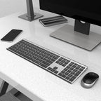 Wireless Keyboard and Mouse, Vssoplor Rechargeable Quiet Full-Size Keyboard and Mouse Combo Set Ultra Slim Design for Laptop, PC, Notebook, Desktop-Dark Gray