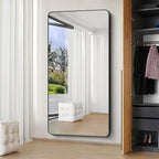 Large Bathroom Mirror 72x36 inch, Black Rectangle Mirrors with Metal Frame, Rounded Corner Rectangular Mirror for Bathroom, Oversized Wall Mounted Mirror for Over Sinks Living Room Bedroom