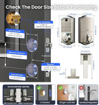 Veise VE017-B Fingerprint Smart Lock for Front Door, App Control, 7-in-1 Keyless Entry Deadbolt with 2 Zinc Alloy Lever Handles Set, Emergency Power Port, Auto Lock, Electronic Keypad, Satin Nickel