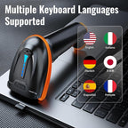 Tera Barcode Scanner Wireless 1D Laser Cordless Barcode Reader with Battery Level Indicator, Versatile 2 in 1 2.4Ghz Wireless and USB 2.0 Wired