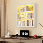 Bathroom Wall Cabinet Over Toilet, Metal Laundry Room Cabinets Wall Mounted, Metal Medicine Cabinets with Glass Doors, Hanging Wall Cabinets for Living Room, White