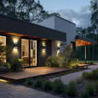 iYogaled Motion Sensor Outdoor Wall Lights with 3 Lighting Modes, Dusk to Dawn Porch Light with Bulbs Include, IP65 Waterproof Modern Black Wall Sconce for Patio, Garage, Front Door