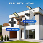 Solar Lights Outdoor Waterproof, 8000W Solar Street Light with Motion Sensor, 7000K Dusk to Dawn Security Flood Lights IP66, Commercial Outdoor Lighting for Parking Lot, Yard, Driveway, Farm(2 Pack)