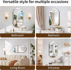 GLASHOM Beveled Edge Frameless Bathroom Mirror, Oval Wall Mirror for Over Sink, 18" x 36" Modern Decorative Vanity Mirror for Bedroom, Living Room, Entryway, Hanging Mirror Horizontal or Vertical