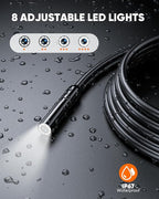 T TAKMLY Endoscope Camera with Light, Dual Lens 1080P Industrial Borescope with 8 LED Lights, 4.3'' Inspection Snake Cameras, 16.4FT Semi-Rigid Cable, IP67 Waterproof (Blue)