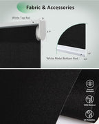 Yoolax Motorized Blinds App Control, Blackout Roller Shades for Windows, Cordless Automatic Shades Roller Window Blinds for Bedroom Living Room Office (Blackout Apex Black, 46" W x 72" H)