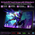 VisuPad 2026 Android 15 Tablet with Keyboard, 26GB+256GB+2TB Expand, 10 Inch 2 in 1 Tablet with Gemini AI, 8000mAh, 2.4G/5G WiFi, BT5.0, Widevine L1, Tablets Pc with Case, Mouse, Stylus (Silver Case)
