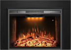 Velaychimny 40" Electric Fireplace Insert with Metal Trim Kit, Adjustable Flame, Fire Crackling Sound, Top Light Colors, Timer, Glass Door & Mesh Screen, Black