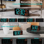 KOSUMOSU Digital Clock for Bedroom 6.7in Alarm Clocks for Living Room, Auto Dimming,Date,Week,Seconds,Indoor Temperature, Small Digital Alarm Clock for Classroom,LED Alarm Clocks for Bedrooms