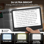 MAGNIPROS 5X Large LED Page Magnifier for Reading Magnifying Glass Reader with 3 Color Lighting Modes & Anti-Glare Lens to Reduce Eye Strain-Perfect for Fine Print, Aging Eyes, Low Vision and Seniors