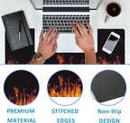 EOBKLAX Fire Flames Large Gaming Mouse Pad,Waterproof Desk Mat for Desktop,Non-Slip Rubber Base Mousepad with Stitched Edges for Laptop Office and Home 35.4X15.7 Inch