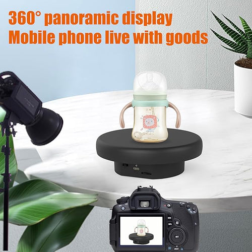 6.3 inch / 4.4LBS Load, 360 Degree Electronic Turntable Display Stand for Photography Products (16CM Black)