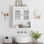 Spirich Bathroom Cabinet Wall Mounted, Medicine Cabinet Organizer with Glass Doors and Adjustable Shelves, Bathroom Wall Cabinet Over Toilet, White