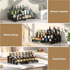 2 Set Large Black Wooden Tiered Riser Display Stands for Vendor Events,Stackable Wooden Cupcake Stand,Farmhouse Decor Wood Dessert Table Display Set,Vendor Booth Display Items,Food Display Risers for Party（12-11.2-10.4-9.6IN）