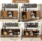 Mxtxmy 51" Fluted TV Stand, Mid-Century Modern Entertainment Center for Tvs up to 60" with Drawers and Fluted Doors, Curved TV Media Console Table with Sliding Doors for Living Room, Bedroom (51")