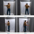 Palisade 78in x 60in x 32in Waterproof Vinyl Shower Surround Kit with Accessories in Urban Quarry