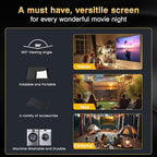2025 Upgraded Portable Projector Screen - Black Backing,Straight Edges, Foldable, Washable and Wrinkle-Free - for Indoor Home Theater and Outdoor Cinema - 200 inch White 16:9 by IOLIEO