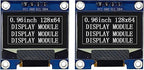 Haldzemo 0.96" OLED Display Module I2C IIC Serial 128X64 SSD1306 LCD Screen VCC GND SCL SDA (2 Pack, White)