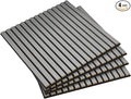 HOMCOM 4 Pack 3D Acoustic Panels, 24" x 24" Soundproof Wood Panels for Wall, Wood Slat Wall Paneling for Interior Ceiling, Office, Home Theater, Studio, Gray