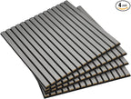 HOMCOM 4 Pack 3D Acoustic Panels, 24" x 24" Soundproof Wood Panels for Wall, Wood Slat Wall Paneling for Interior Ceiling, Office, Home Theater, Studio, Gray